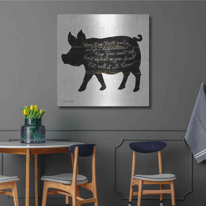 Luxe Metal Art 'Pig - Ham it Up' by Cindy Jacobs, Metal Wall Art,36x36