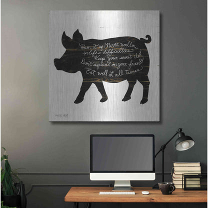 Luxe Metal Art 'Pig - Ham it Up' by Cindy Jacobs, Metal Wall Art,36x36