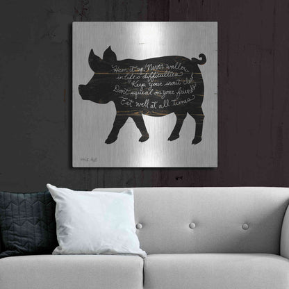 Luxe Metal Art 'Pig - Ham it Up' by Cindy Jacobs, Metal Wall Art,36x36