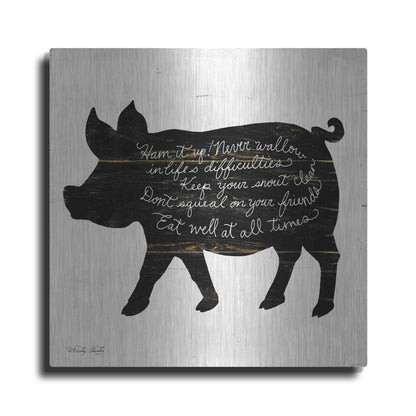 Luxe Metal Art 'Pig - Ham it Up' by Cindy Jacobs, Metal Wall Art