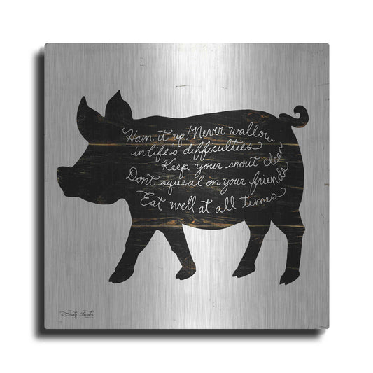 Luxe Metal Art 'Pig - Ham it Up' by Cindy Jacobs, Metal Wall Art