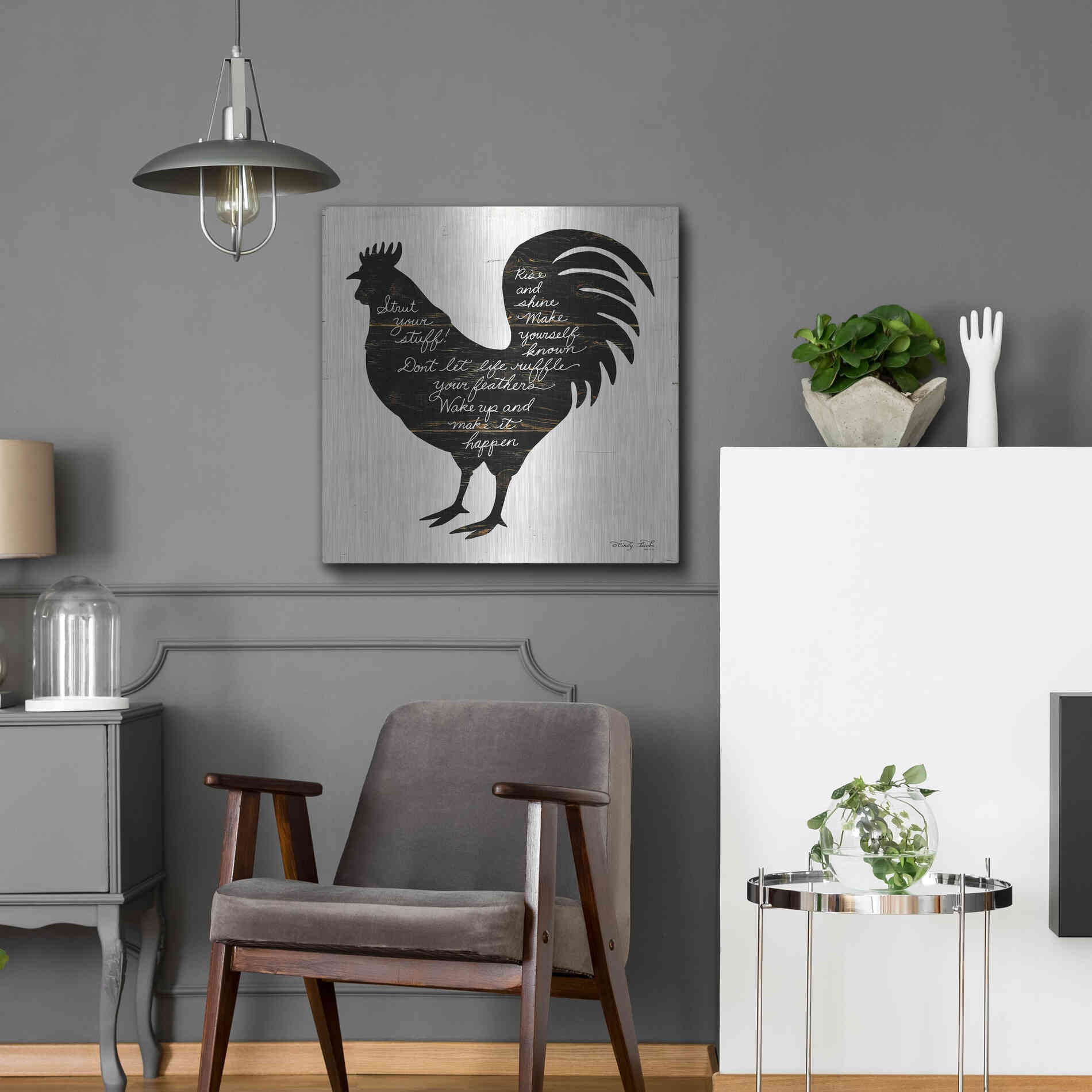 Luxe Metal Art 'Rooster - Strut Your Stuff' by Cindy Jacobs, Metal Wall Art,24x24