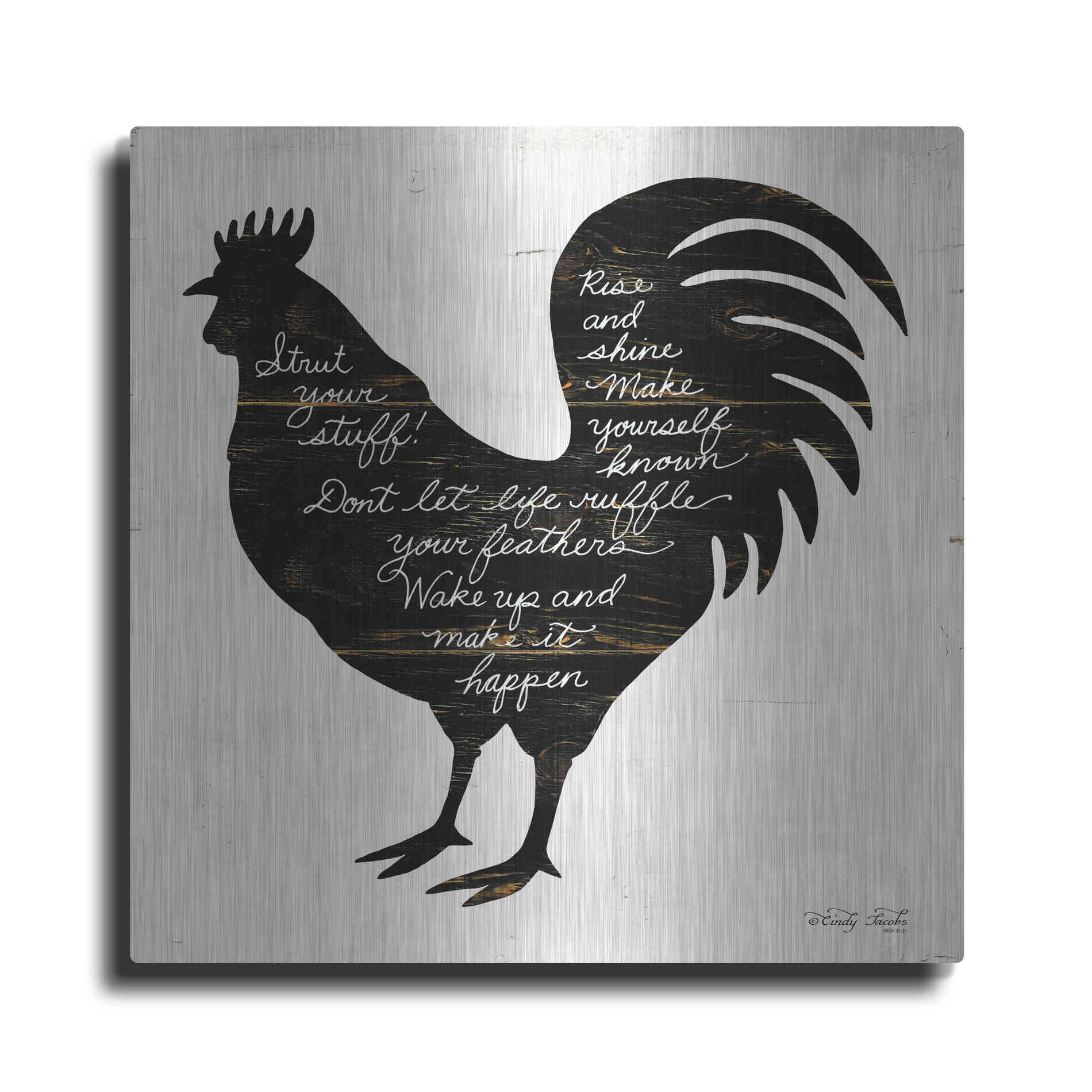 Luxe Metal Art 'Rooster - Strut Your Stuff' by Cindy Jacobs, Metal Wall Art