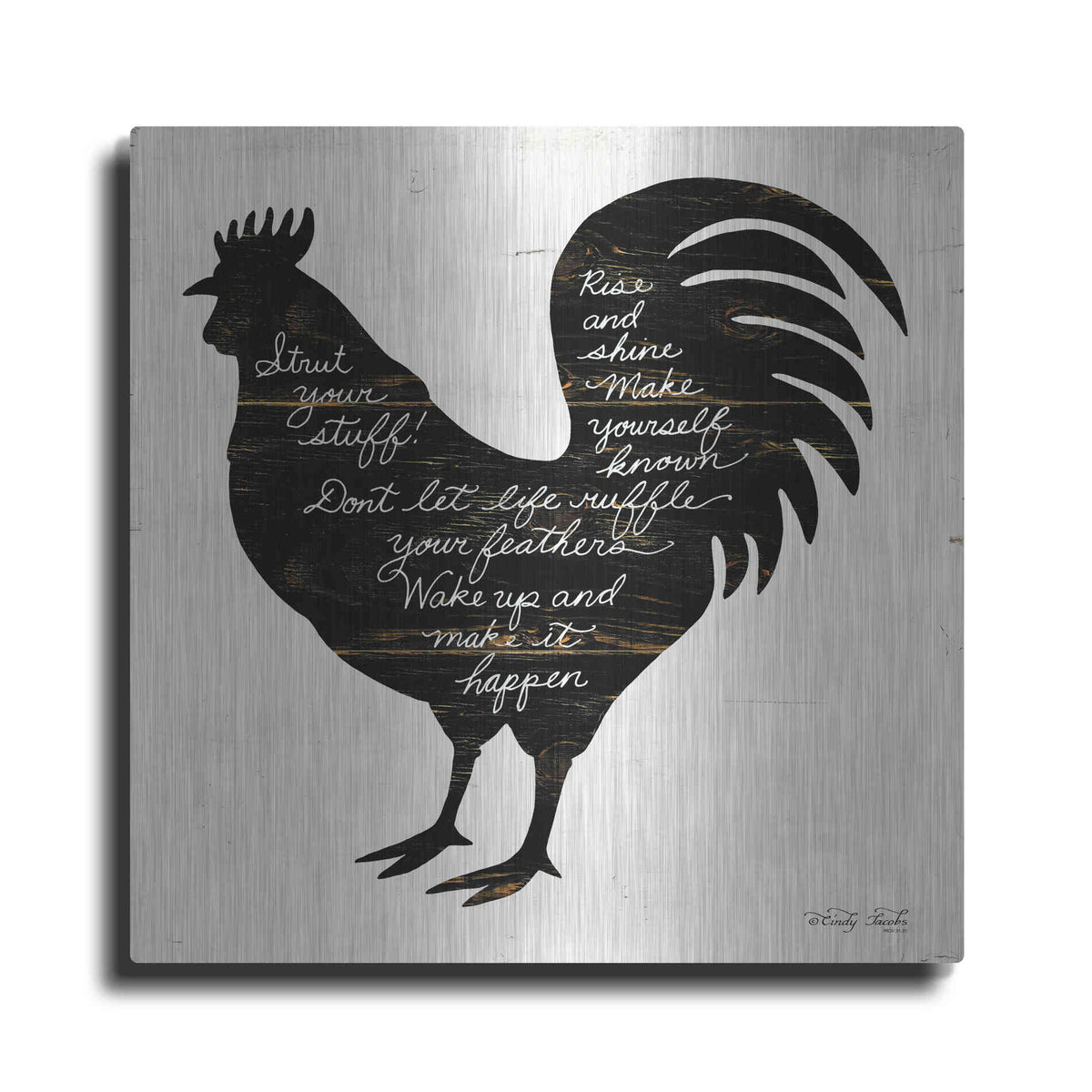 Luxe Metal Art 'Rooster - Strut Your Stuff' by Cindy Jacobs, Metal Wall Art