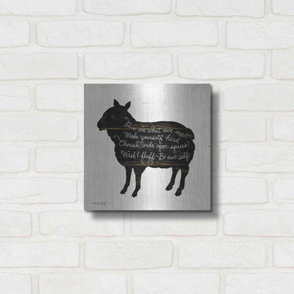Luxe Metal Art 'Sheep - Make Yourself Herd' by Cindy Jacobs, Metal Wall Art,12x12