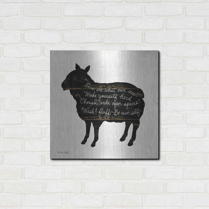 Luxe Metal Art 'Sheep - Make Yourself Herd' by Cindy Jacobs, Metal Wall Art,24x24
