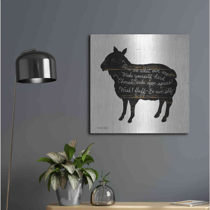 Luxe Metal Art 'Sheep - Make Yourself Herd' by Cindy Jacobs, Metal Wall Art,24x24