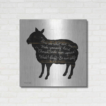 Luxe Metal Art 'Sheep - Make Yourself Herd' by Cindy Jacobs, Metal Wall Art,36x36