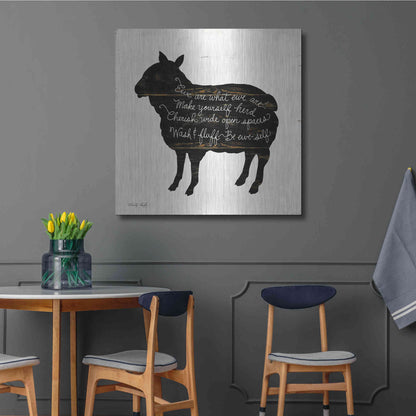 Luxe Metal Art 'Sheep - Make Yourself Herd' by Cindy Jacobs, Metal Wall Art,36x36