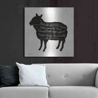 Luxe Metal Art 'Sheep - Make Yourself Herd' by Cindy Jacobs, Metal Wall Art,36x36