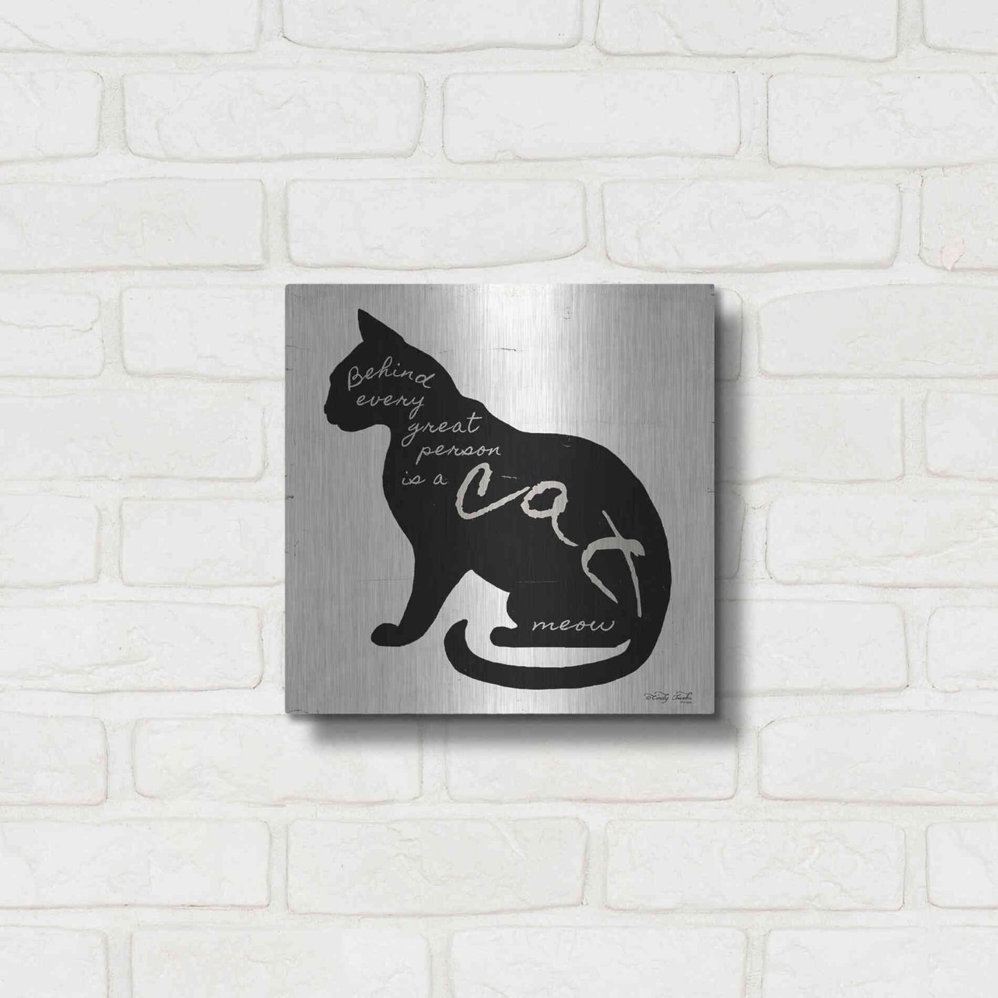 Luxe Metal Art 'Cat' by Cindy Jacobs, Metal Wall Art,12x12