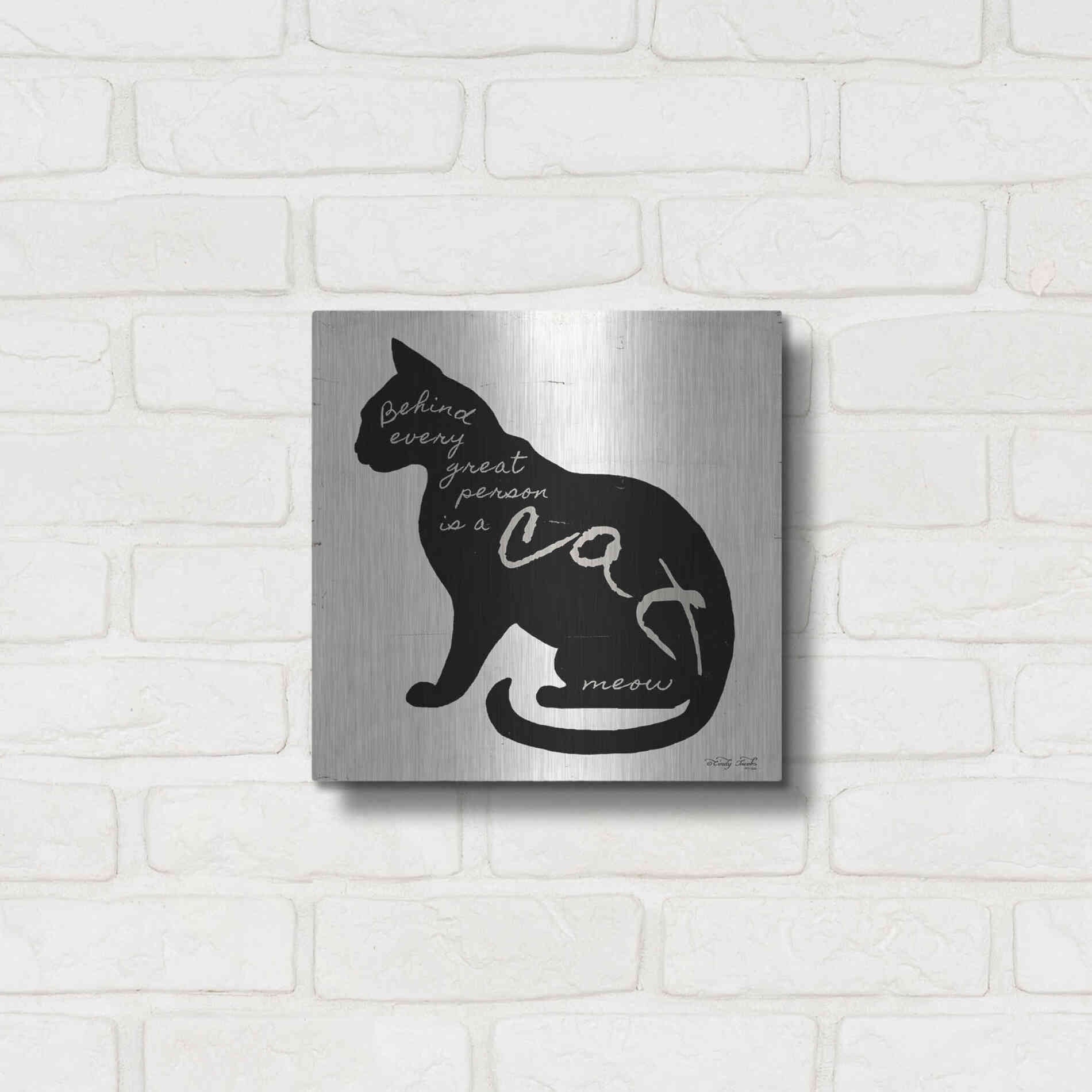 Luxe Metal Art 'Cat' by Cindy Jacobs, Metal Wall Art,12x12