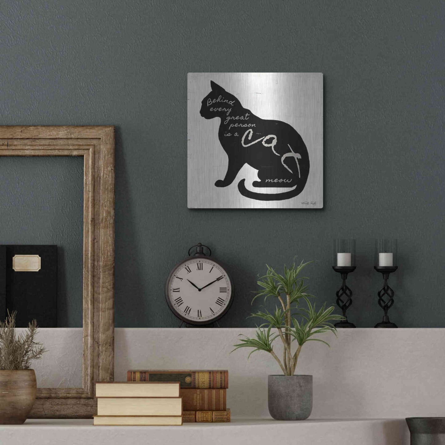 Luxe Metal Art 'Cat' by Cindy Jacobs, Metal Wall Art,12x12
