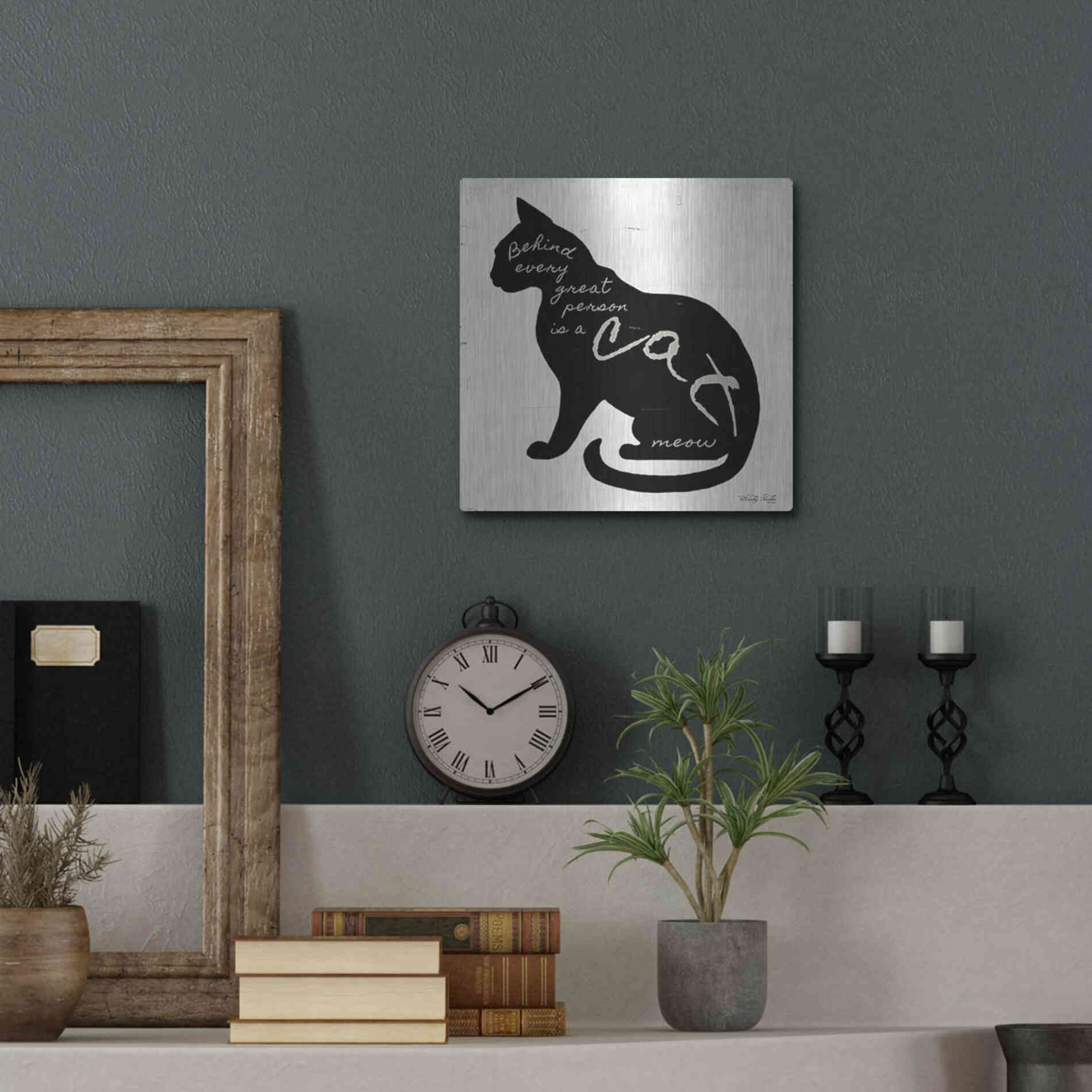 Luxe Metal Art 'Cat' by Cindy Jacobs, Metal Wall Art,12x12