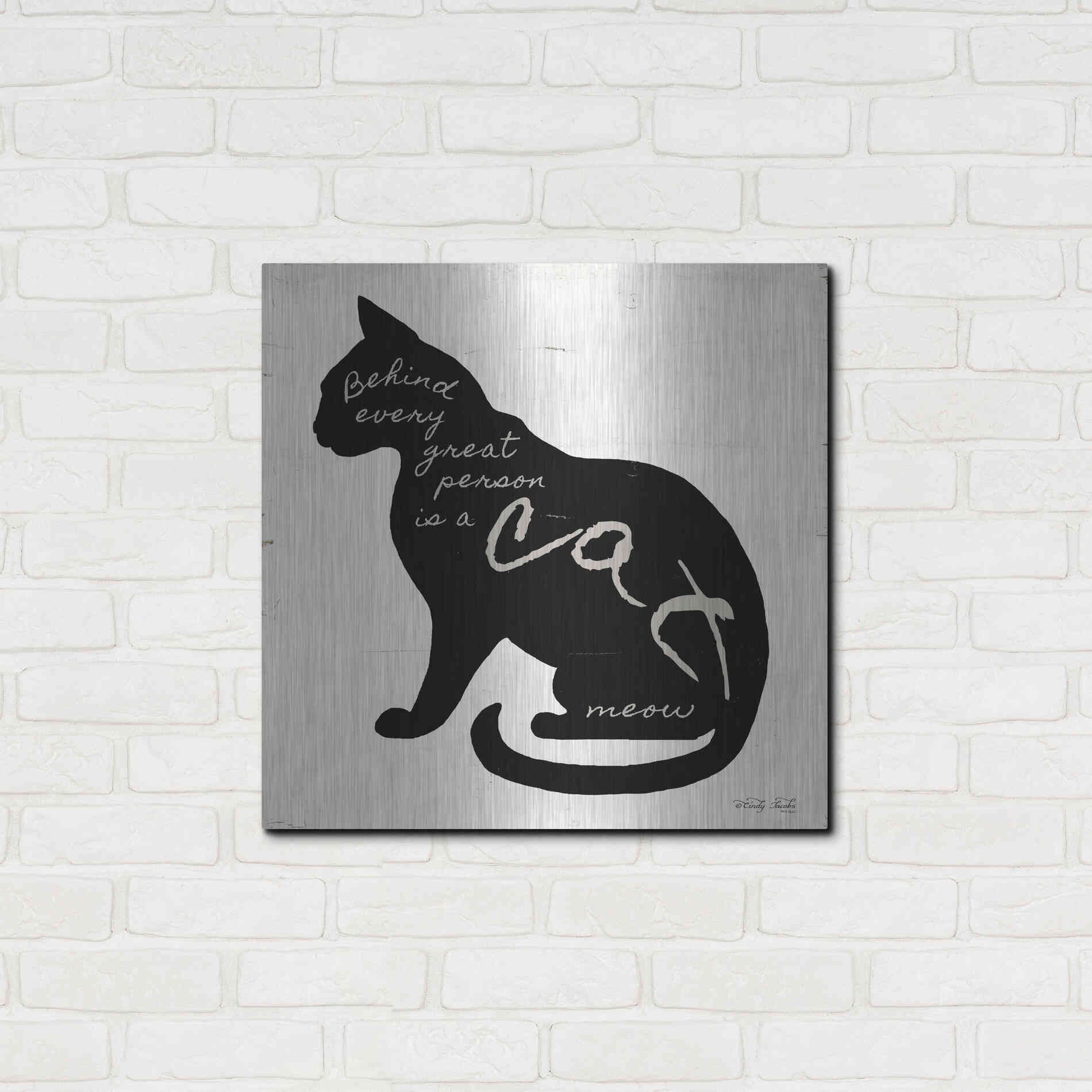 Luxe Metal Art 'Cat' by Cindy Jacobs, Metal Wall Art,24x24