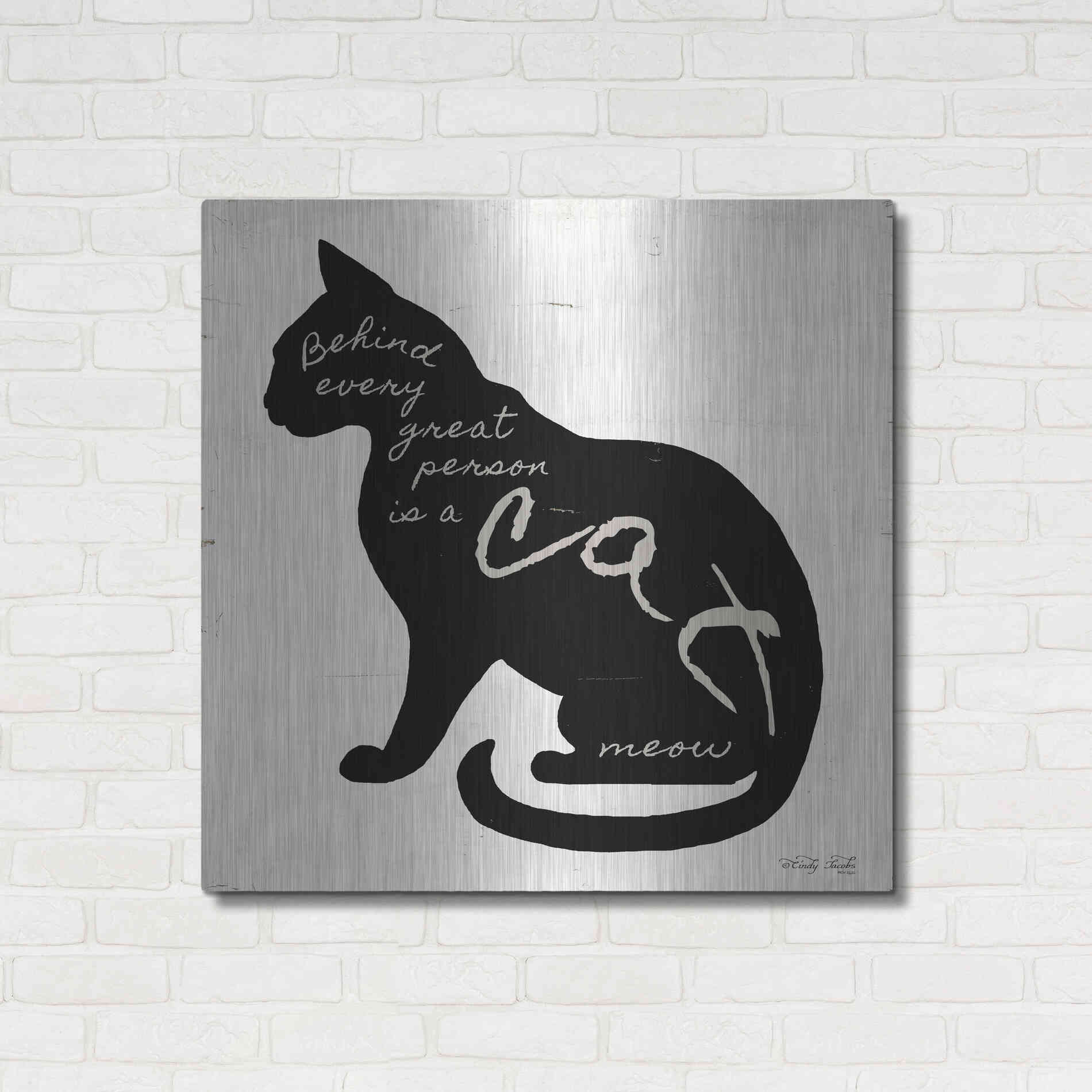Luxe Metal Art 'Cat' by Cindy Jacobs, Metal Wall Art,36x36