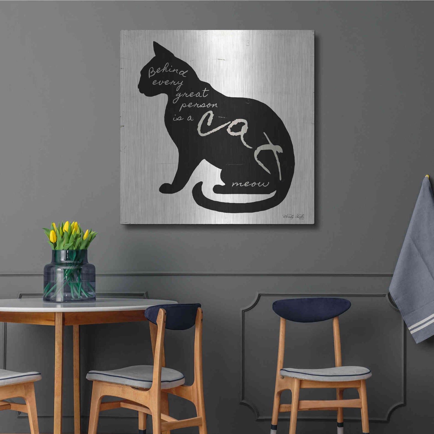 Luxe Metal Art 'Cat' by Cindy Jacobs, Metal Wall Art,36x36