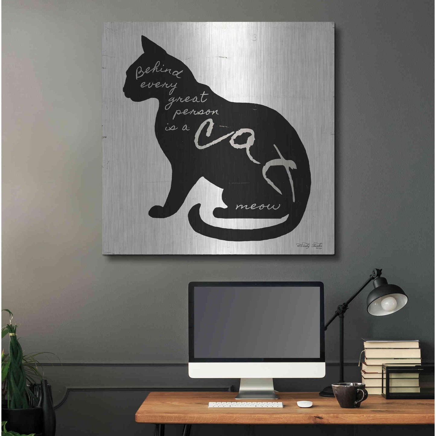 Luxe Metal Art 'Cat' by Cindy Jacobs, Metal Wall Art,36x36