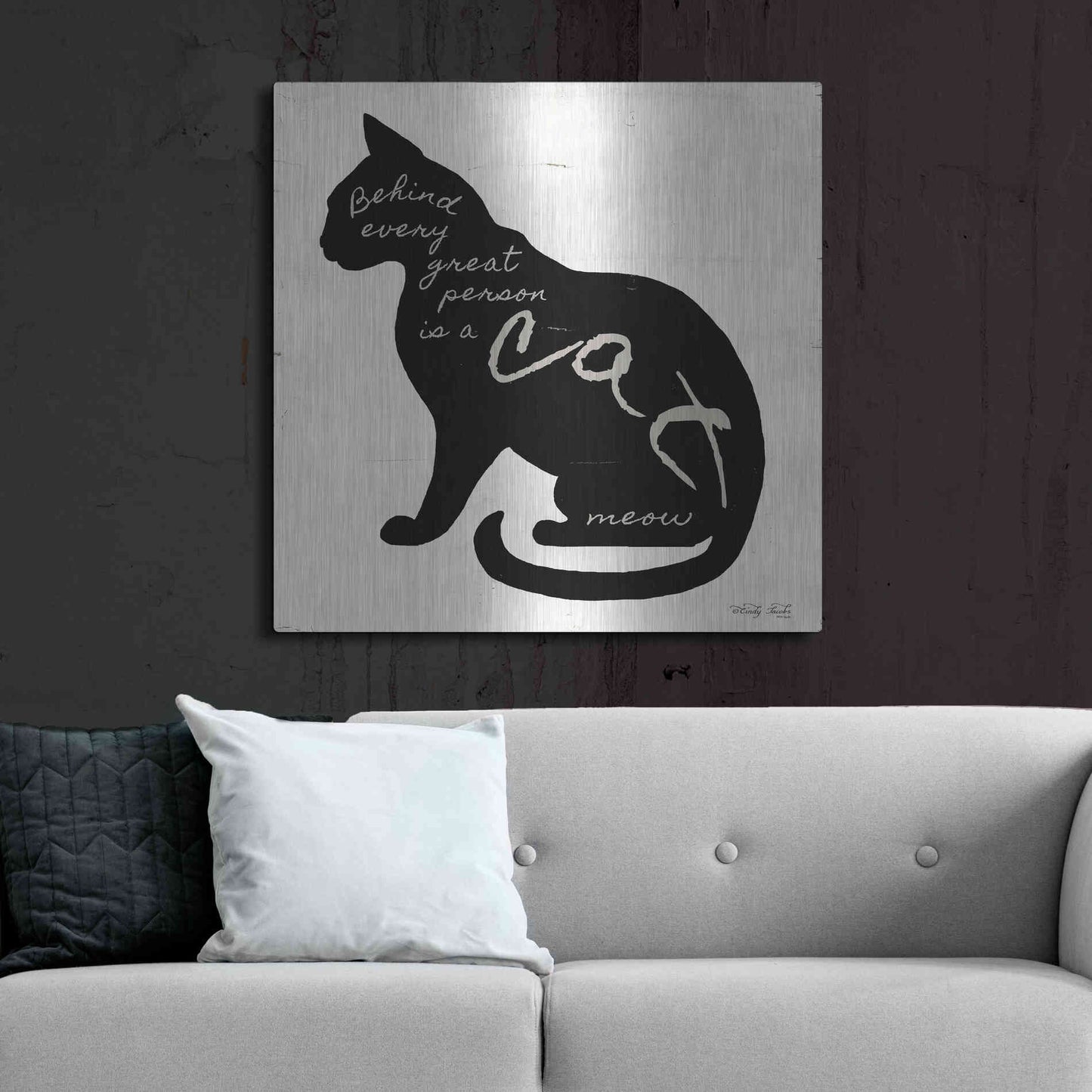 Luxe Metal Art 'Cat' by Cindy Jacobs, Metal Wall Art,36x36
