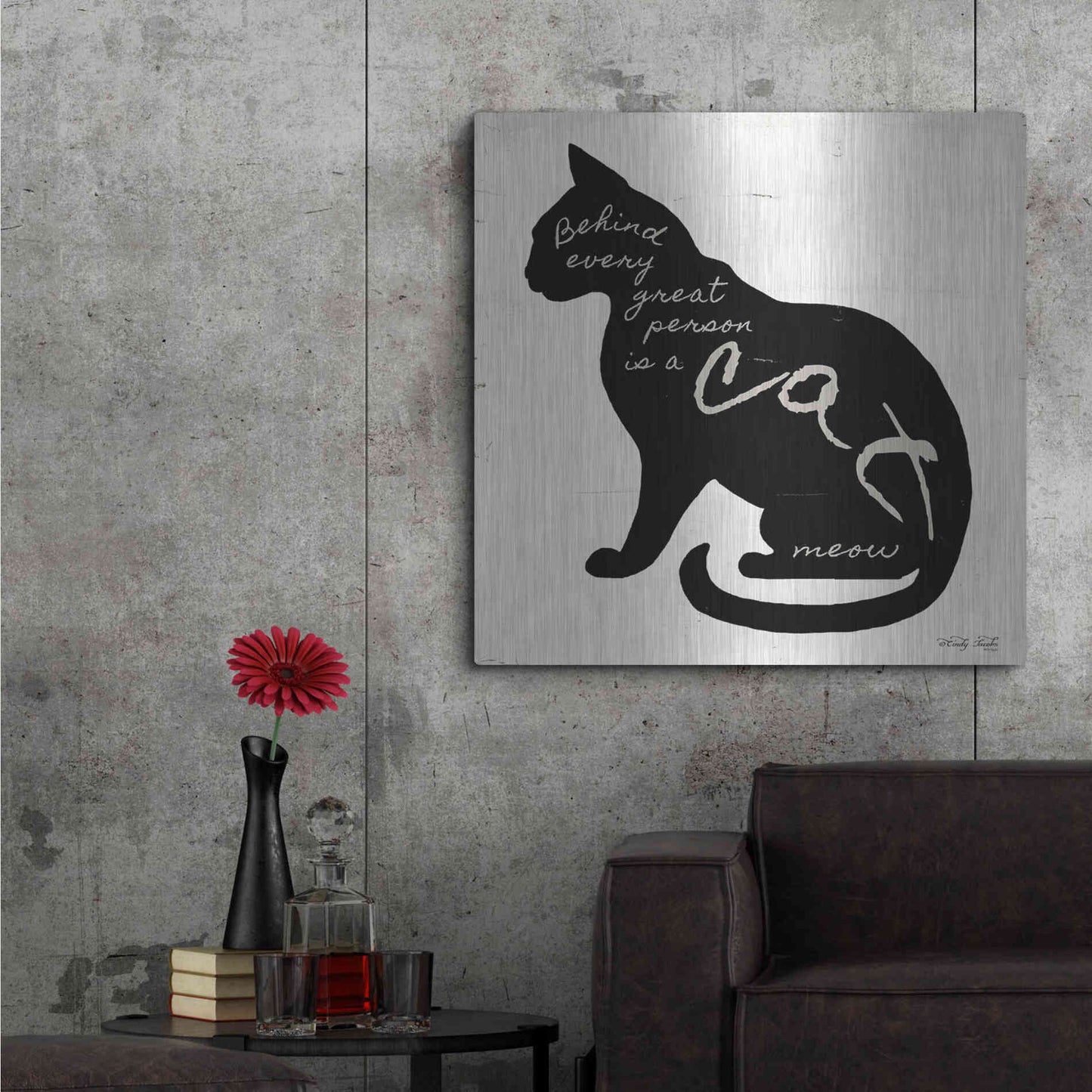 Luxe Metal Art 'Cat' by Cindy Jacobs, Metal Wall Art,36x36