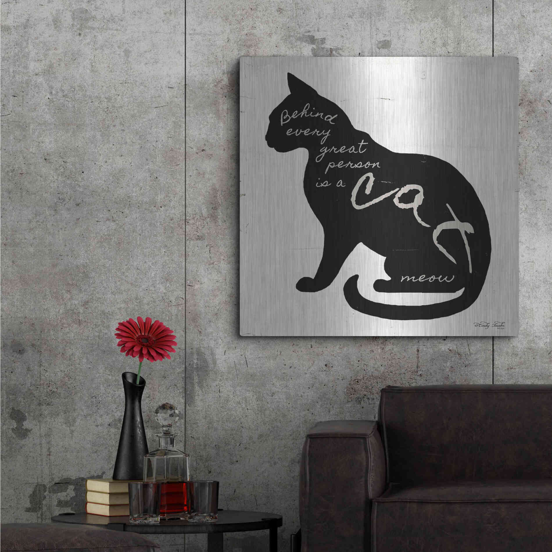 Luxe Metal Art 'Cat' by Cindy Jacobs, Metal Wall Art,36x36