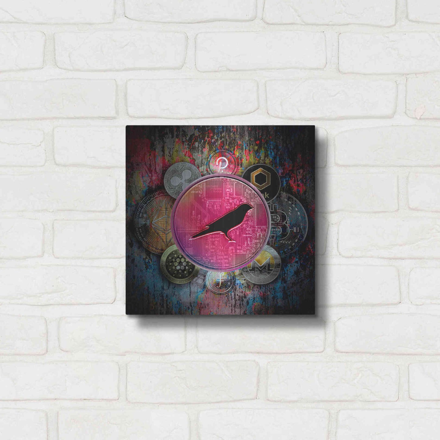 Luxe Metal Art 'KSM Crypto-Kusama Coin,' by Luxe Portfolio, Metal Wall Art,12x12