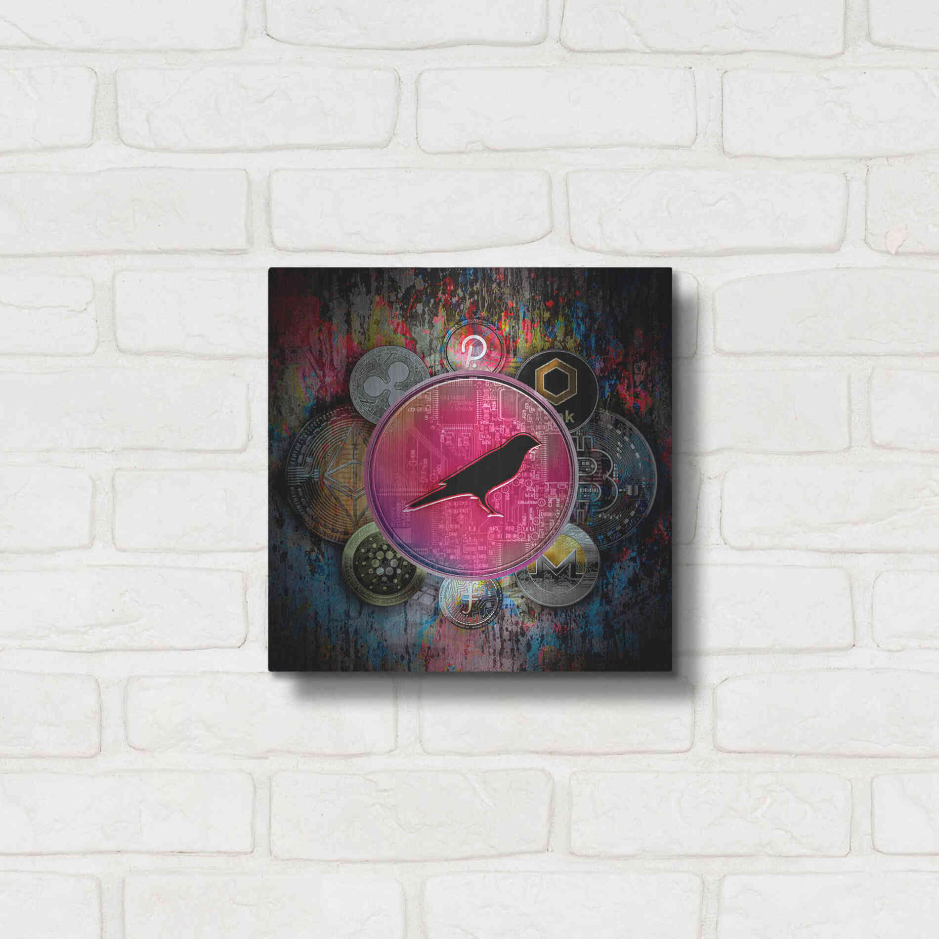 Luxe Metal Art 'KSM Crypto-Kusama Coin,' by Luxe Portfolio, Metal Wall Art,12x12