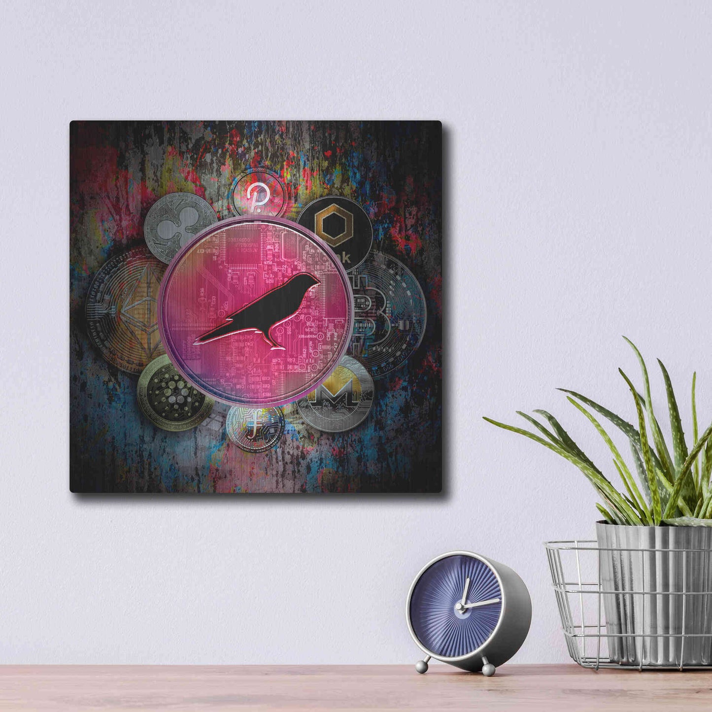 Luxe Metal Art 'KSM Crypto-Kusama Coin,' by Luxe Portfolio, Metal Wall Art,12x12