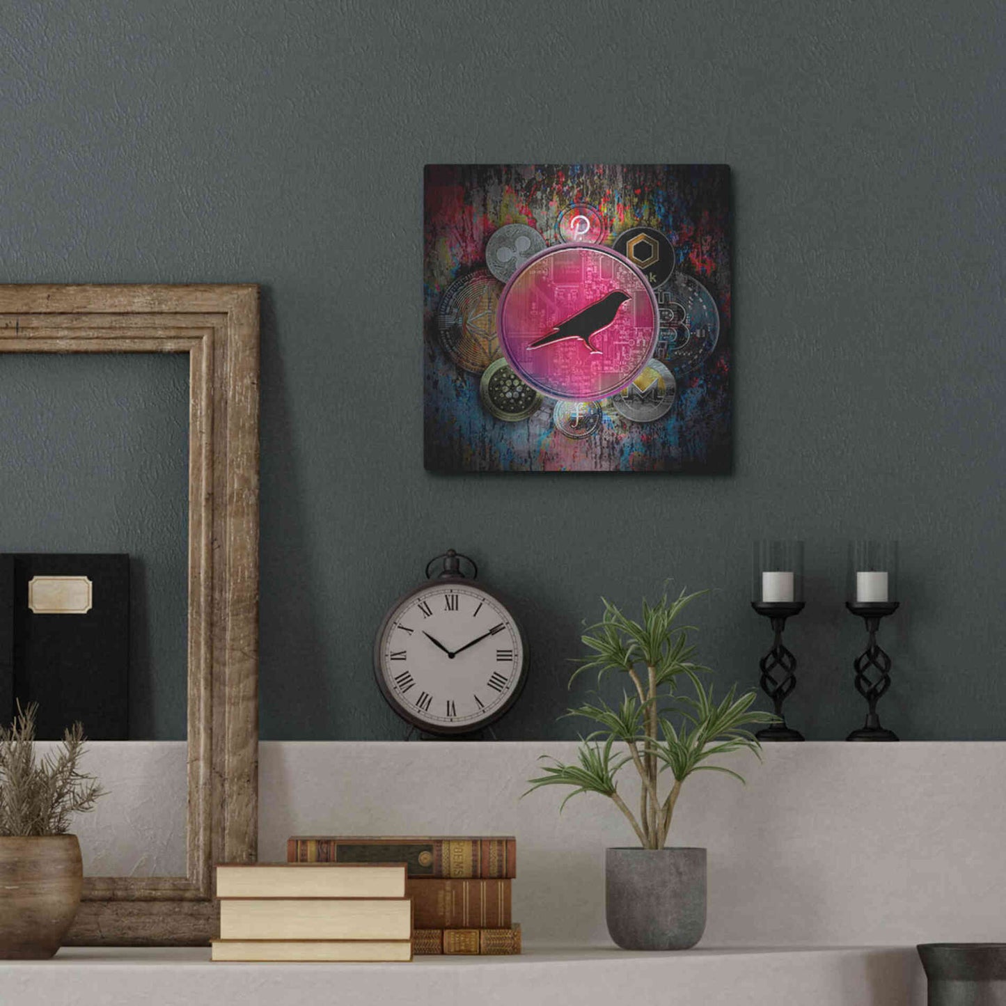 Luxe Metal Art 'KSM Crypto-Kusama Coin,' by Luxe Portfolio, Metal Wall Art,12x12