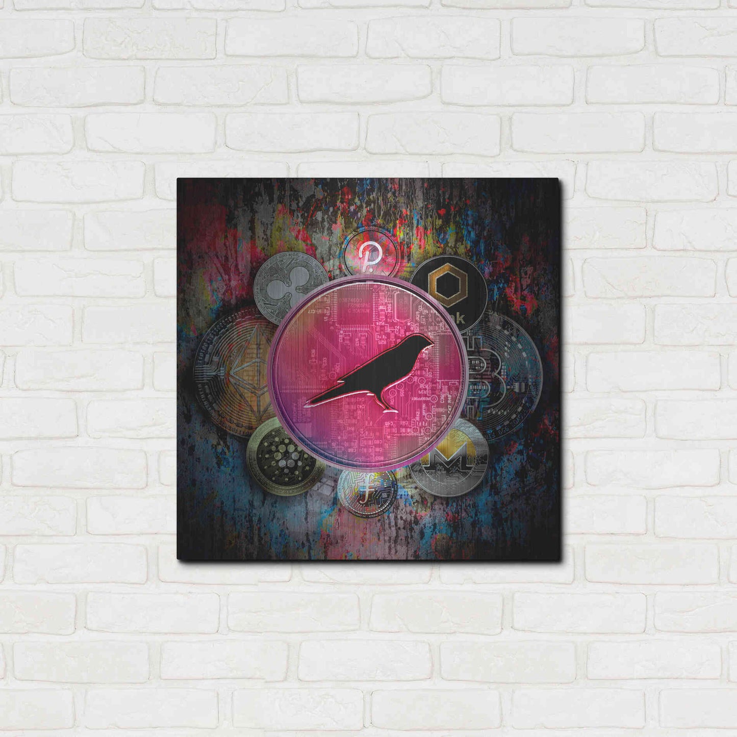 Luxe Metal Art 'KSM Crypto-Kusama Coin,' by Luxe Portfolio, Metal Wall Art,24x24