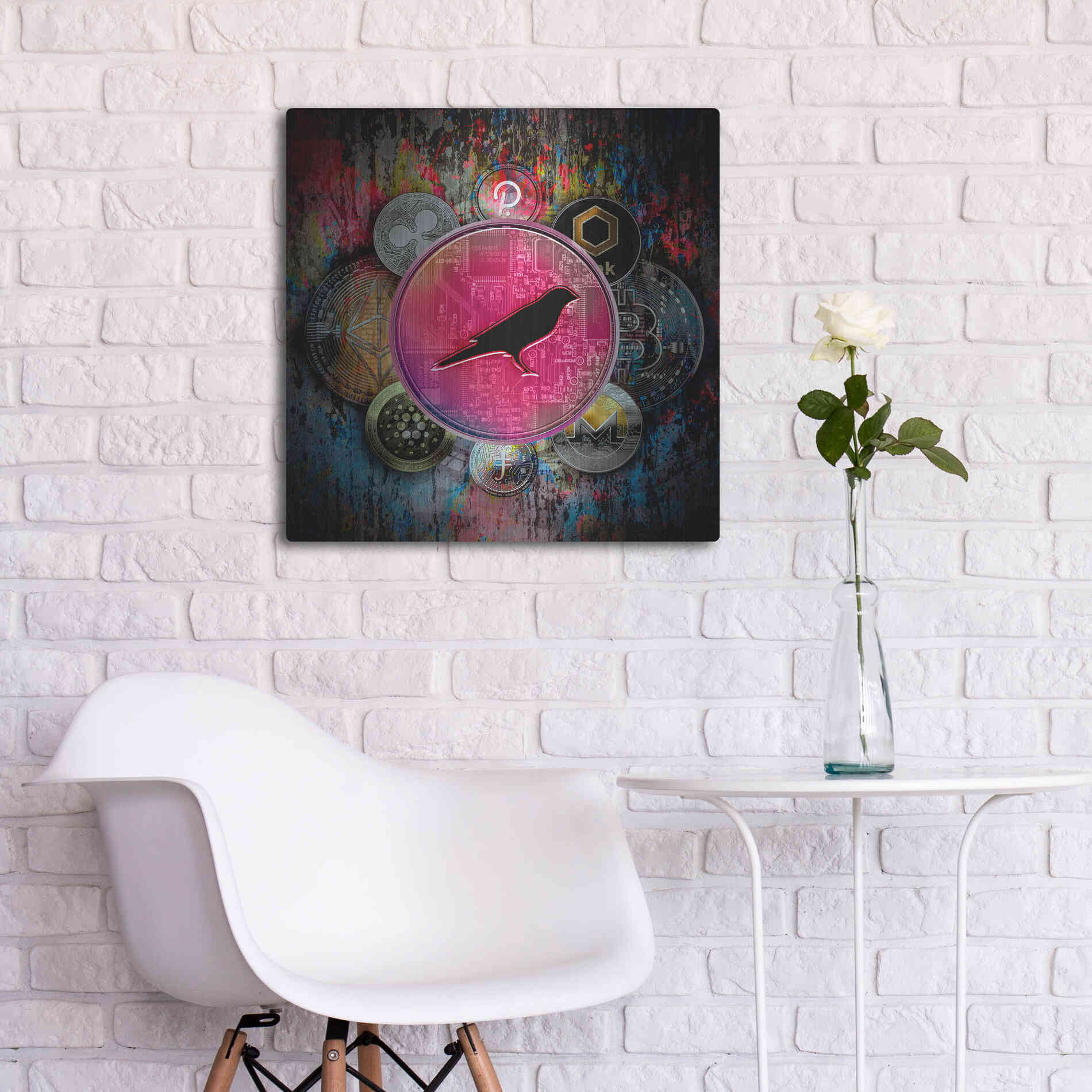 Luxe Metal Art 'KSM Crypto-Kusama Coin,' by Luxe Portfolio, Metal Wall Art,24x24