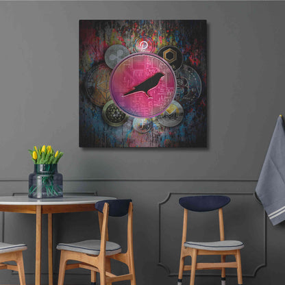 Luxe Metal Art 'KSM Crypto-Kusama Coin,' by Luxe Portfolio, Metal Wall Art,36x36