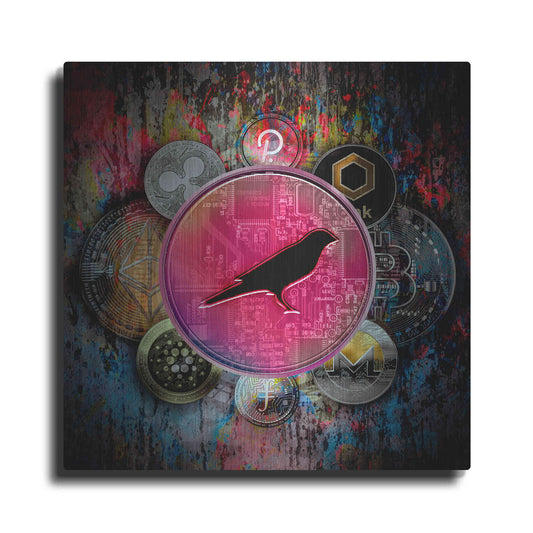 Luxe Metal Art 'KSM Crypto-Kusama Coin,' by Luxe Portfolio, Metal Wall Art
