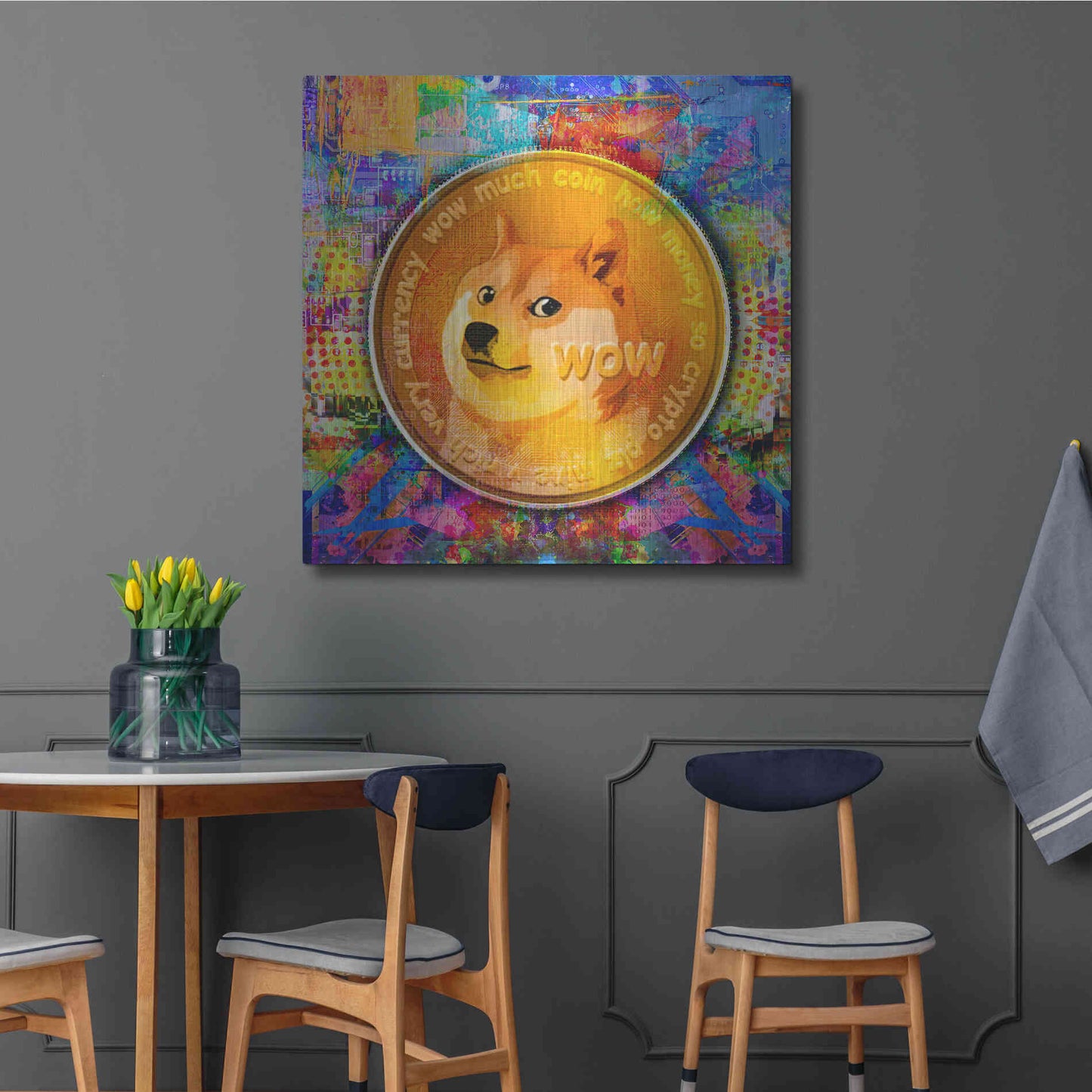 Luxe Metal Art 'DOGE Crypto Dogecoin,' by Luxe Portfolio, Metal Wall Art,36x36