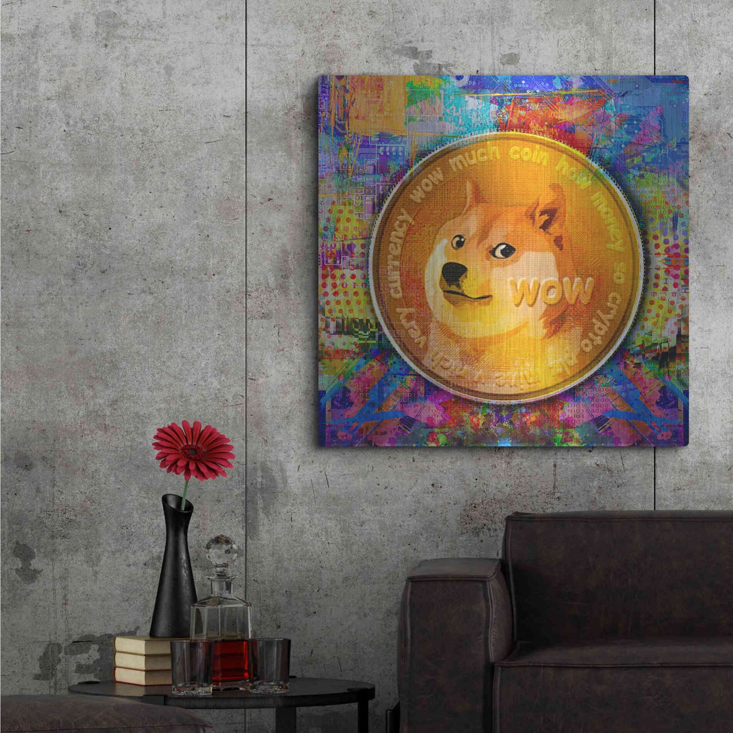 Luxe Metal Art 'DOGE Crypto Dogecoin,' by Luxe Portfolio, Metal Wall Art,36x36