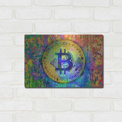 Luxe Metal Art 'Bitcoin Pollock,' by Luxe Portfolio, Metal Wall Art,16x12