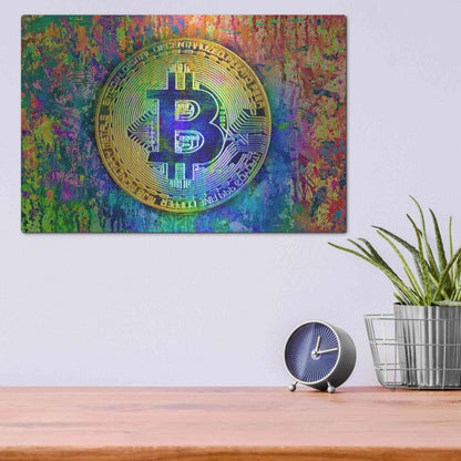 Luxe Metal Art 'Bitcoin Pollock,' by Luxe Portfolio, Metal Wall Art,16x12