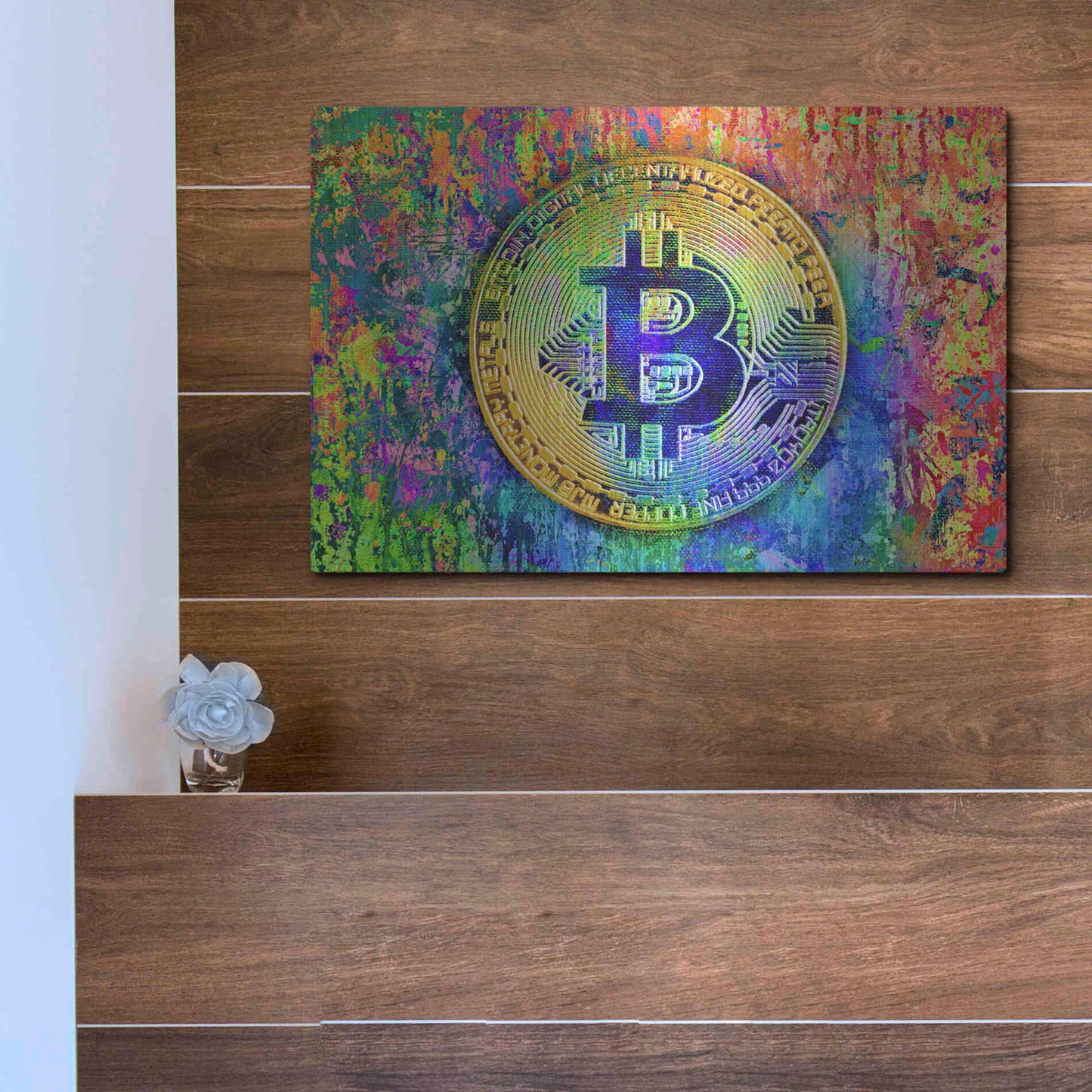 Luxe Metal Art 'Bitcoin Pollock,' by Luxe Portfolio, Metal Wall Art,16x12