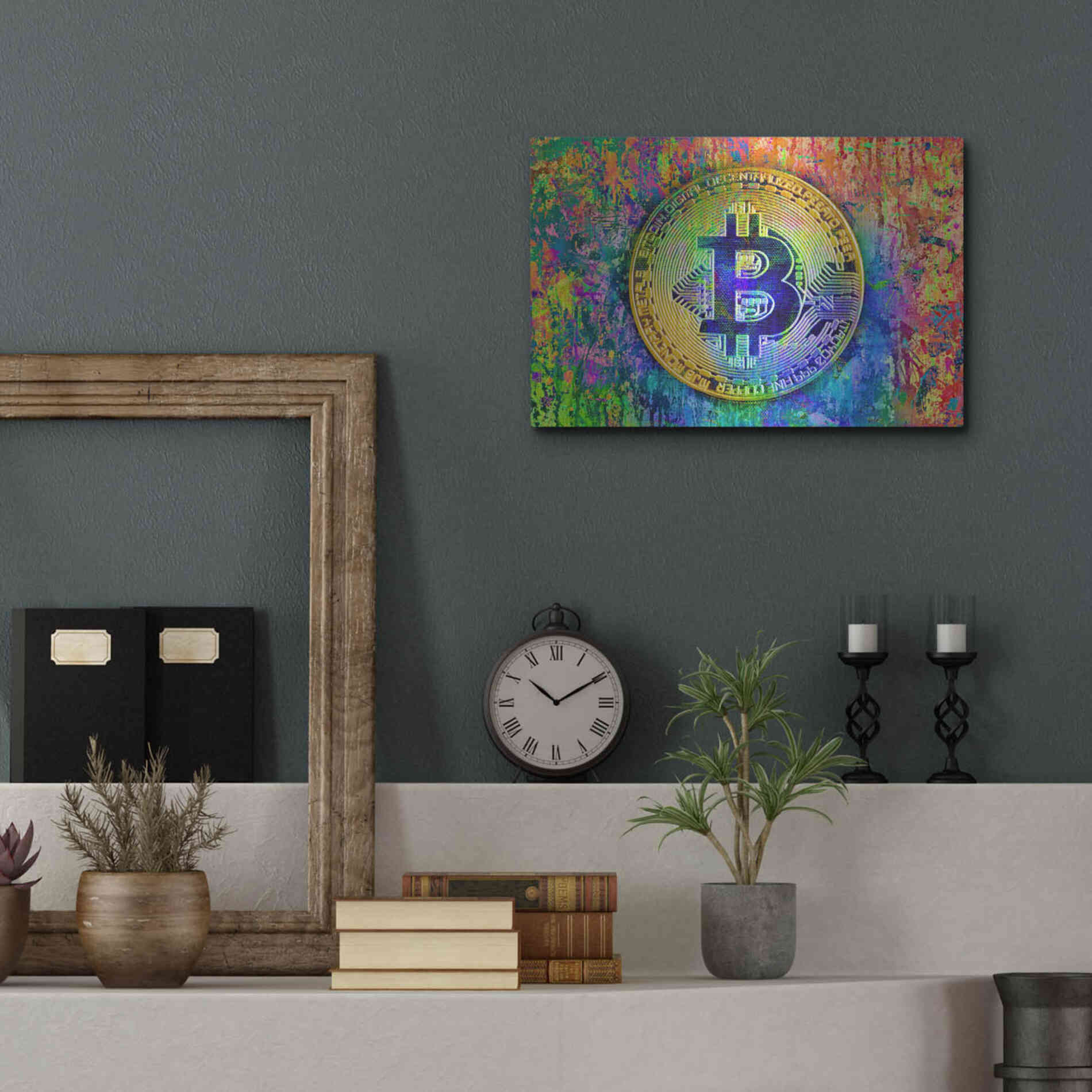 Luxe Metal Art 'Bitcoin Pollock,' by Luxe Portfolio, Metal Wall Art,16x12