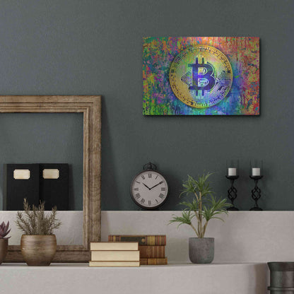 Luxe Metal Art 'Bitcoin Pollock,' by Luxe Portfolio, Metal Wall Art,16x12