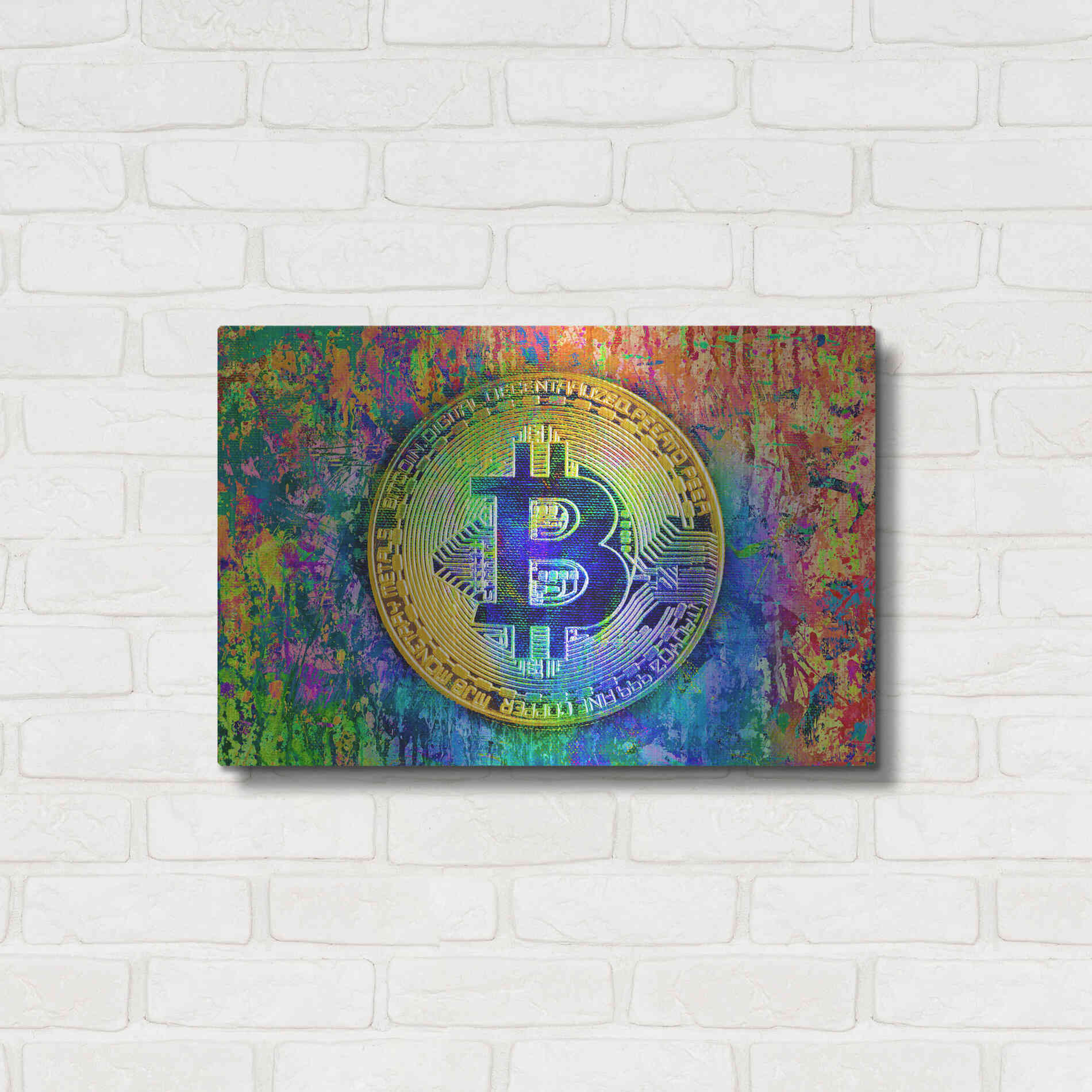Luxe Metal Art 'Bitcoin Pollock,' by Luxe Portfolio, Metal Wall Art,24x16