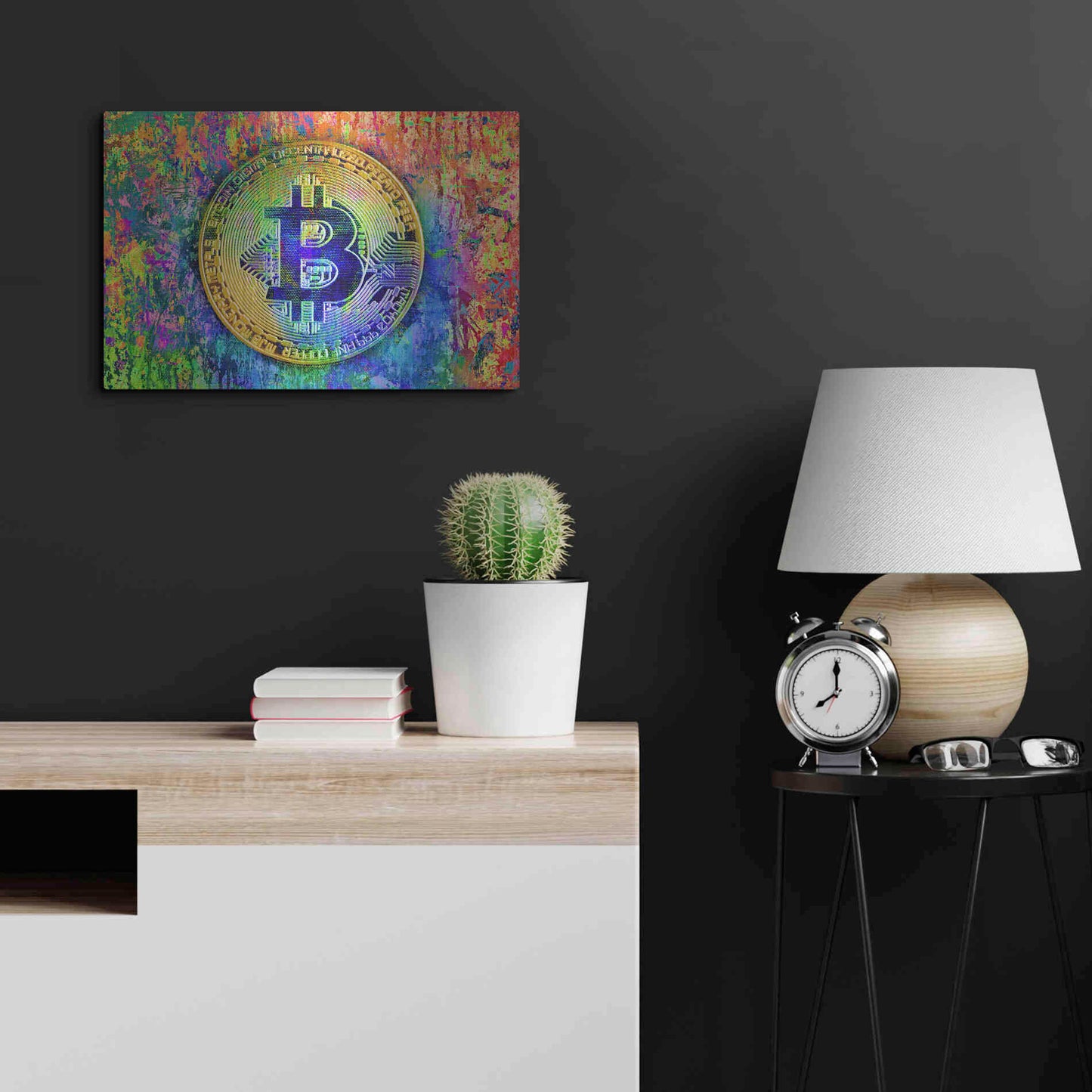 Luxe Metal Art 'Bitcoin Pollock,' by Luxe Portfolio, Metal Wall Art,24x16