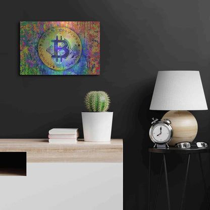 Luxe Metal Art 'Bitcoin Pollock,' by Luxe Portfolio, Metal Wall Art,24x16