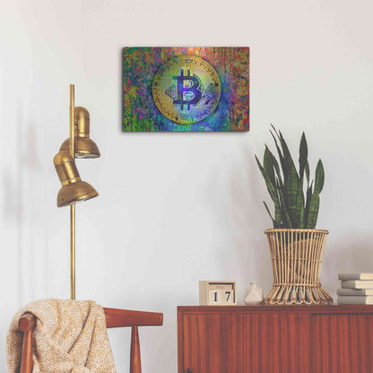 Luxe Metal Art 'Bitcoin Pollock,' by Luxe Portfolio, Metal Wall Art,24x16
