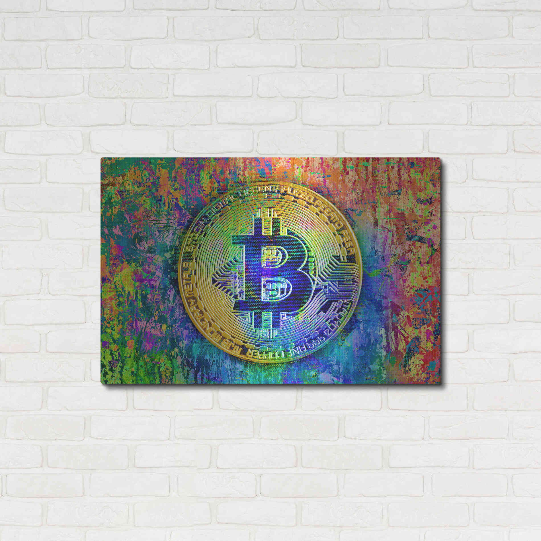 Luxe Metal Art 'Bitcoin Pollock,' by Luxe Portfolio, Metal Wall Art,36x24