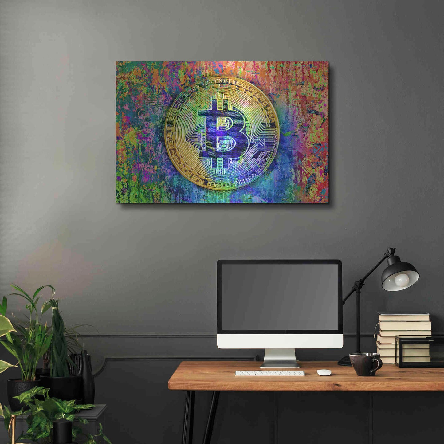 Luxe Metal Art 'Bitcoin Pollock,' by Luxe Portfolio, Metal Wall Art,36x24