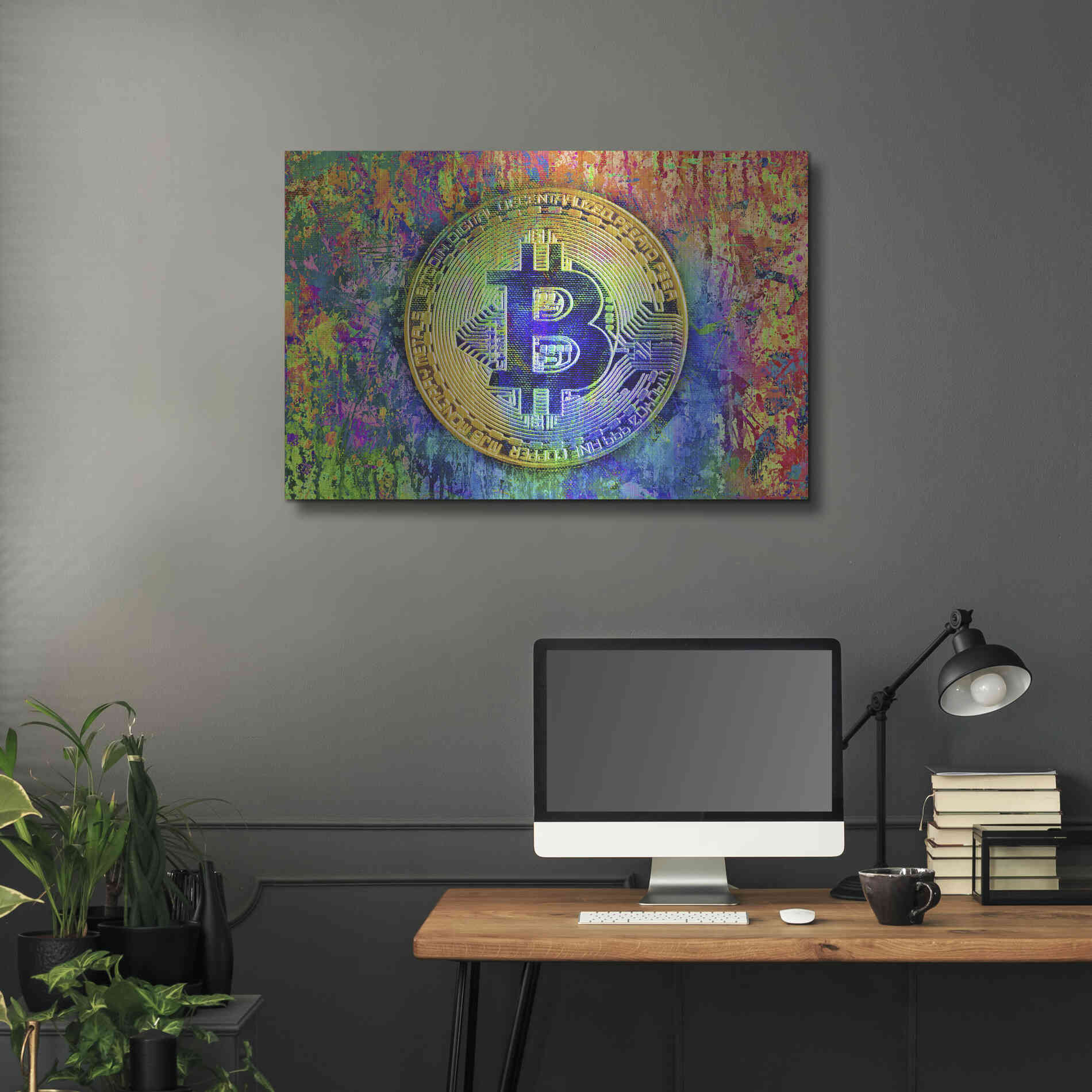 Luxe Metal Art 'Bitcoin Pollock,' by Luxe Portfolio, Metal Wall Art,36x24