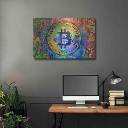Luxe Metal Art 'Bitcoin Pollock,' by Luxe Portfolio, Metal Wall Art,36x24