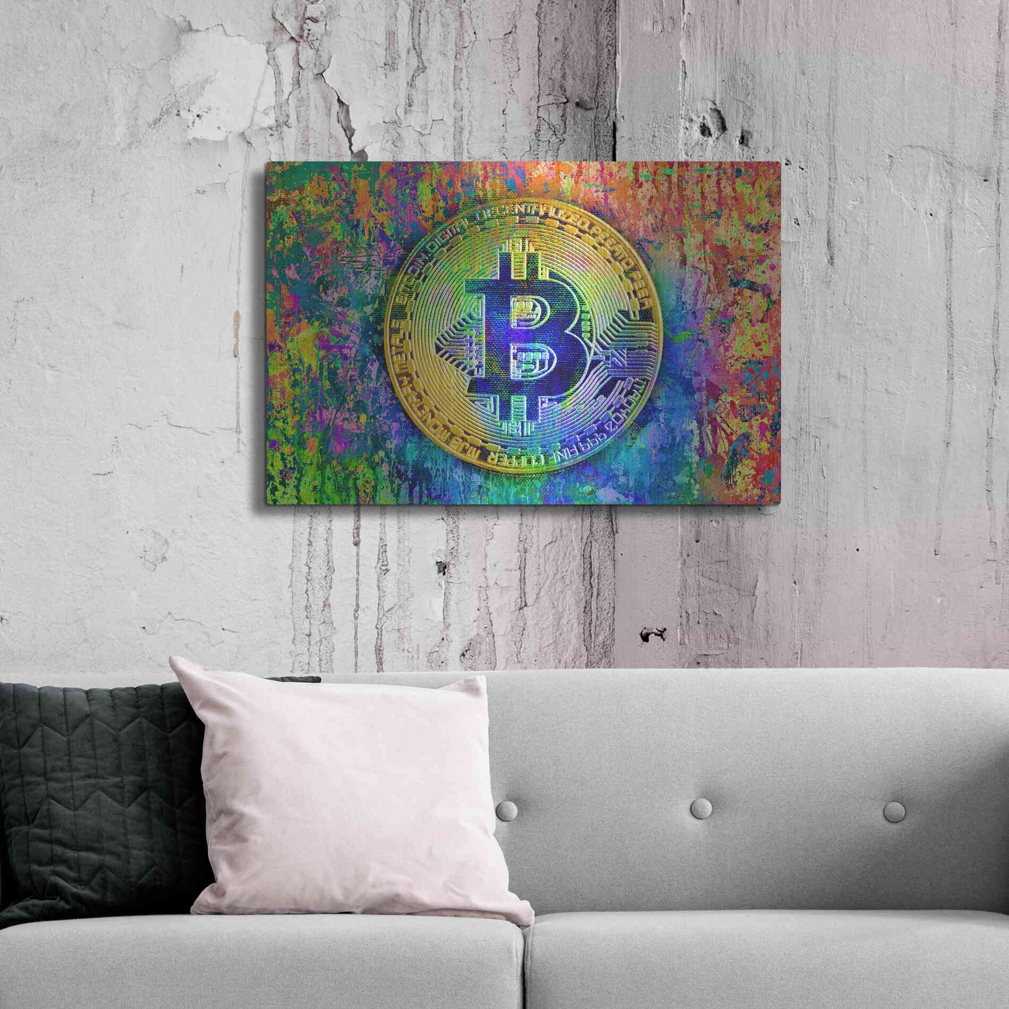 Luxe Metal Art 'Bitcoin Pollock,' by Luxe Portfolio, Metal Wall Art,36x24
