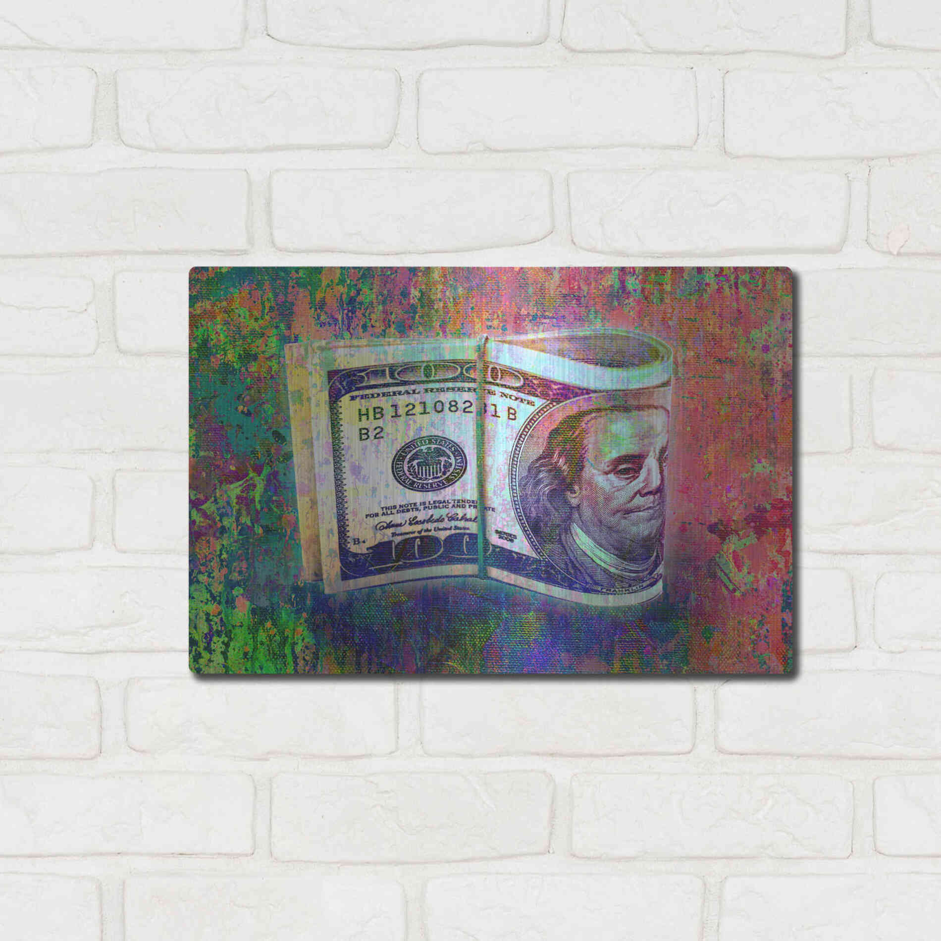 Luxe Metal Art 'Fat Stacks,' by Luxe Portfolio, Metal Wall Art,16x12